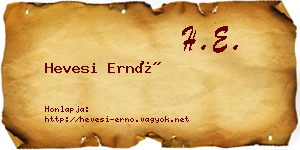 Hevesi Ernő névjegykártya